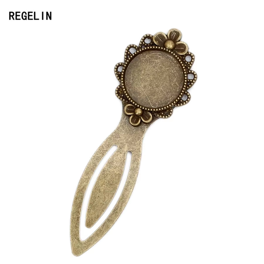Fashion 10Pcs/Lot Antique Vintage Retro Handmade Bookmark Cabochon Base Bookmark Setting for Cabochon Cameo DIY Bookmark