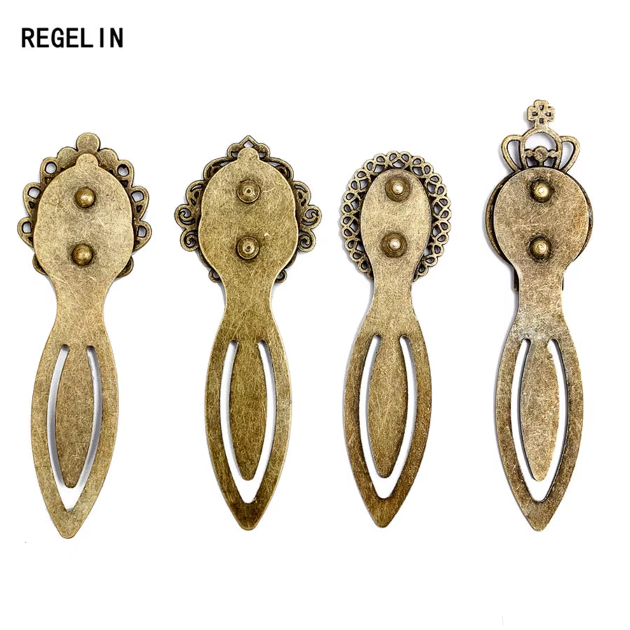 Fashion 10Pcs/Lot Antique Vintage Retro Handmade Bookmark Cabochon Base Bookmark Setting for Cabochon Cameo DIY Bookmark