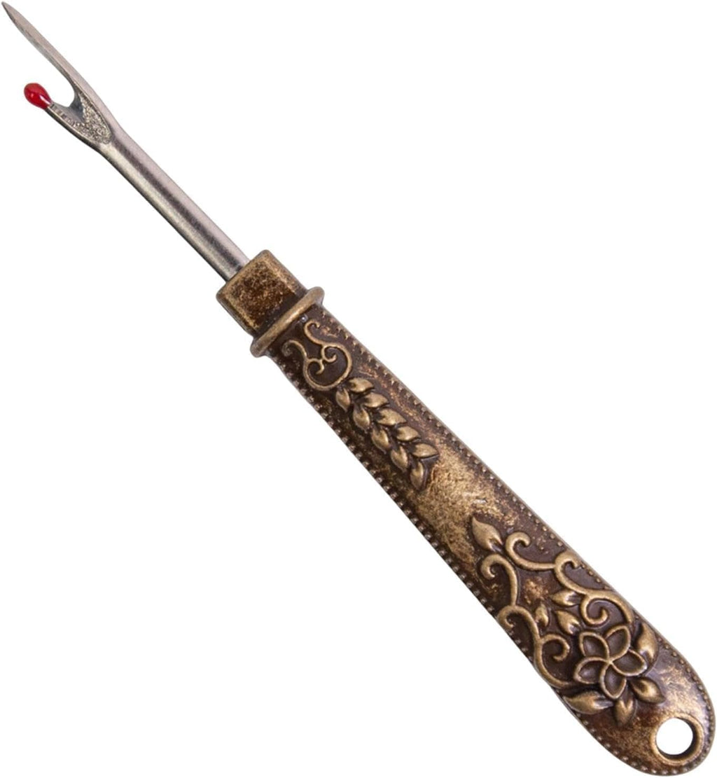 Antique Vintage Seam Ripper, Vintage Thread Remover Tool, Metal Thread Ripper Unpicker, Multi-Purpose Sewing Seam Cutter for Removing Sewing Thread (Gold)