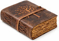 Vintage Leather Journal Tree of Life-Leather Bound Journal-Antique Paper-Beautiful Embossed Tree Leather Sketchbook - for Drawing Sketching and Writing-240 Pages