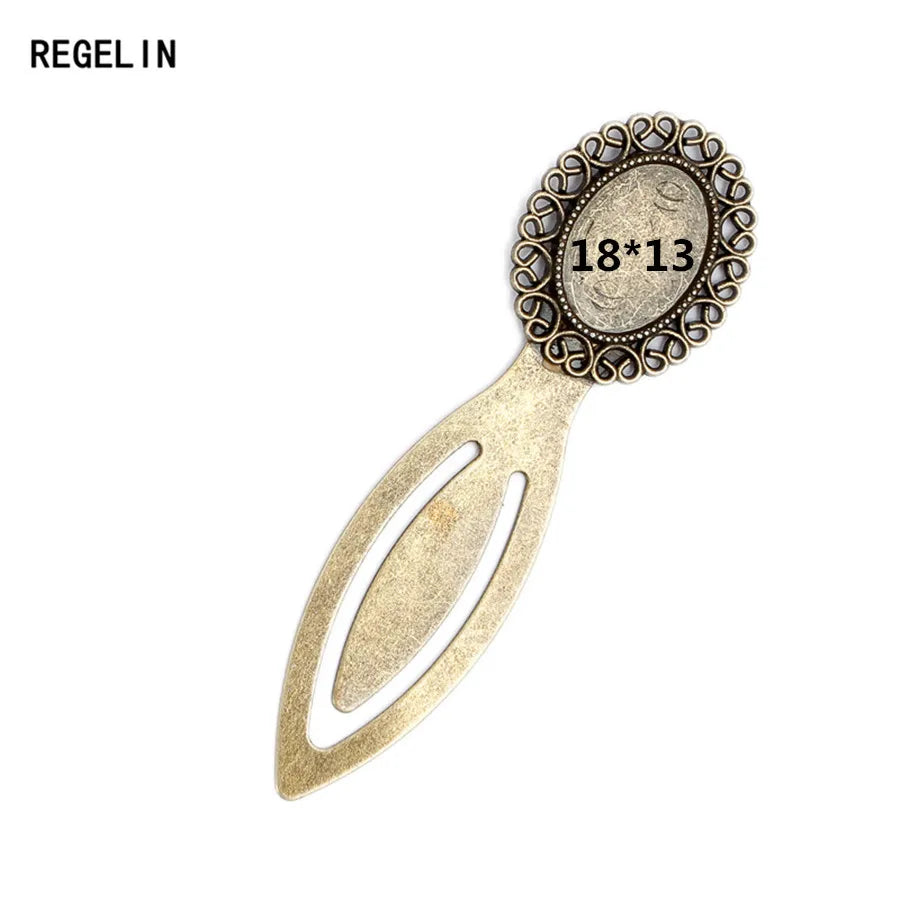 Fashion 10Pcs/Lot Antique Vintage Retro Handmade Bookmark Cabochon Base Bookmark Setting for Cabochon Cameo DIY Bookmark