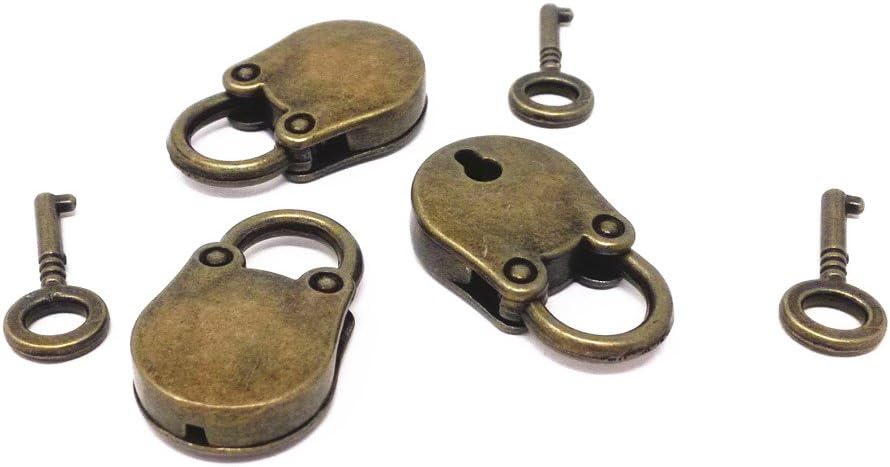 3Pcs Vintage Antique Style Mini Archaize Padlocks Key Lock with Key