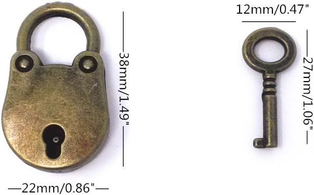 3Pcs Vintage Antique Style Mini Archaize Padlocks Key Lock with Key