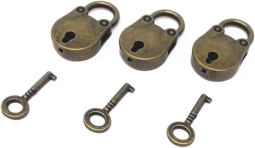 3Pcs Vintage Antique Style Mini Archaize Padlocks Key Lock with Key