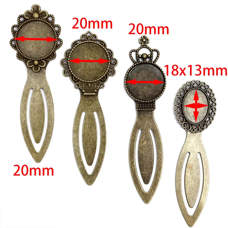 Fashion 10Pcs/Lot Antique Vintage Retro Handmade Bookmark Cabochon Base Bookmark Setting for Cabochon Cameo DIY Bookmark