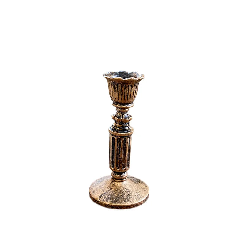Vintage Taper Candle Holders - Antique Bronze Finish Resin Candle Sticks for Wedding, Dinner Party, Table Centerpiece Decor