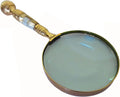 Huge Victorian Style Brass & Mother-Of-Pearl 4" Lens Magnifying Glass. Very Beautiful.