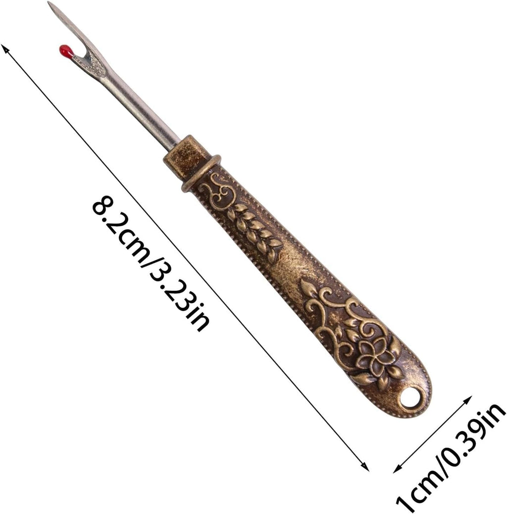 Antique Vintage Seam Ripper, Vintage Thread Remover Tool, Metal Thread Ripper Unpicker, Multi-Purpose Sewing Seam Cutter for Removing Sewing Thread (Gold)